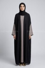 Dual Tone Black & Light Grey Double Gown Abaya OL-1171