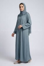 Nida Simple Abaya in Front Open Style OL-119 - Image 4