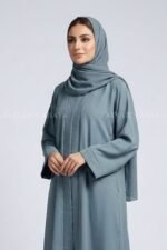 Nida Simple Abaya in Front Open Style OL-119 - Image 2
