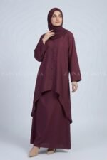 Elegant Layered Co-Ord Set Abaya in Nida Fabric OL-1159 - Image 4
