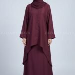 Elegant Layered Co-Ord Set Abaya in Nida Fabric OL-1159