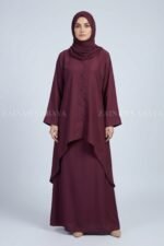 Elegant Layered Co-Ord Set Abaya in Nida Fabric OL-1159