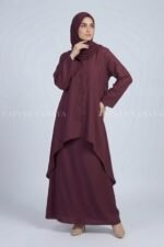 Elegant Layered Co-Ord Set Abaya in Nida Fabric OL-1159 - Image 3