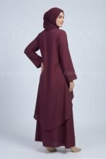 Elegant Layered Co-Ord Set Abaya in Nida Fabric OL-1159 - Image 5