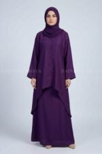 Elegant Layered Co-Ord Set Abaya in Nida Fabric OL-1159 - Image 6