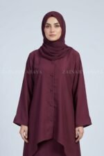 Elegant Layered Co-Ord Set Abaya in Nida Fabric OL-1159 - Image 2
