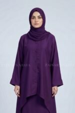 Elegant Layered Co-Ord Set Abaya in Nida Fabric OL-1159 - Image 7