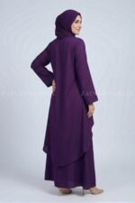 Elegant Layered Co-Ord Set Abaya in Nida Fabric OL-1159 - Image 9
