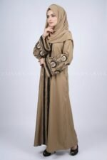 Nida Color Front Open Gown Abaya Embroidery On Sleeves – 0831 - Image 3