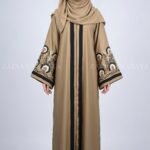 Nida Color Front Open Gown Abaya Embroidery On Sleeves – 0831