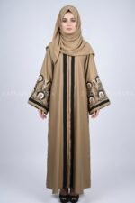 Nida Color Front Open Gown Abaya Embroidery On Sleeves – 0831