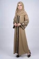 Nida Color Front Open Gown Abaya Embroidery On Sleeves – 0831 - Image 5