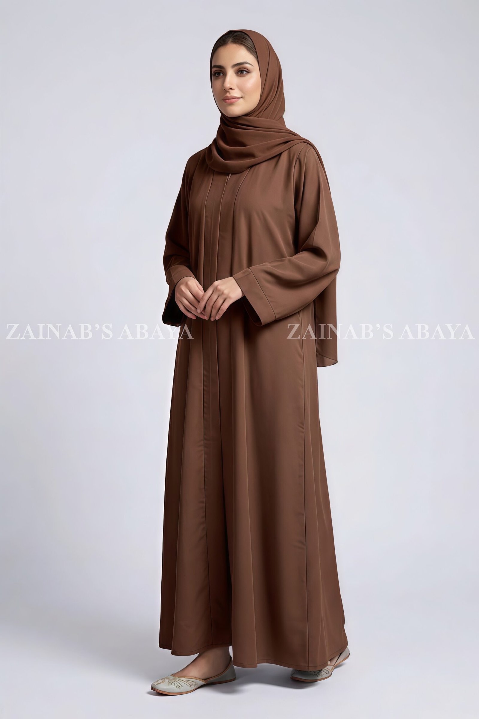 IMG_4261 Colored Simple Abaya in Front Open Style OL 119 - Image 1