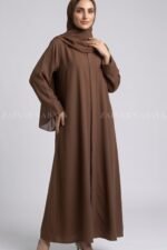 Colored Simple Abaya in Front Open Style OL 119 - Image 3