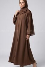 Colored Simple Abaya in Front Open Style OL 119 - Image 4