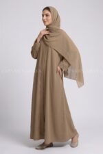 Colored Simple Abaya in Front Open Style OL 119 - Image 11