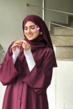 Elegant Layered Co-Ord Set Abaya in Nida Fabric OL-1159 - Image 4