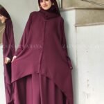 Elegant Layered Co-Ord Set Abaya in Nida Fabric OL-1159