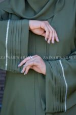 Front Open Abaya with Plates and White Stone Work on Sleeves OL-1072 - Image 10