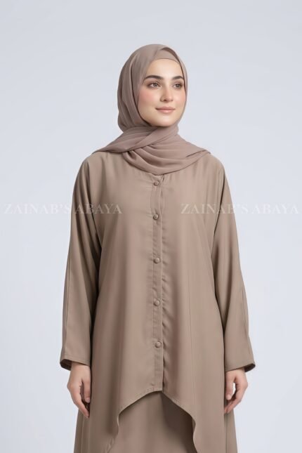 Co-Ord Set Abaya in Nida Korean Fabric with a matching scarf in chiffon fabric