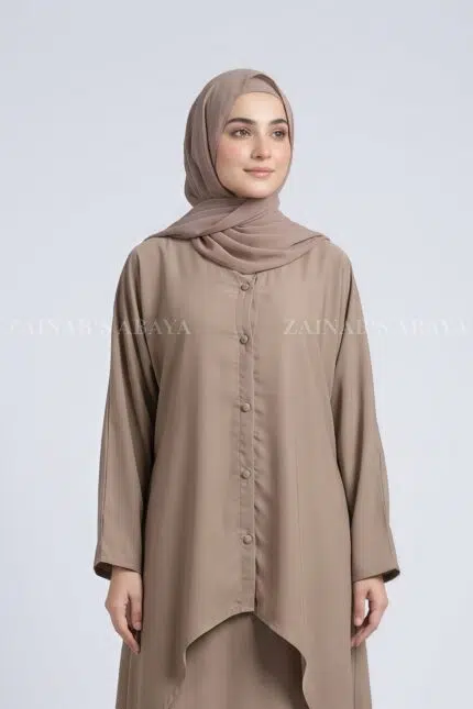 Co-Ord Set Abaya in Nida Korean Fabric with a matching scarf in chiffon fabric