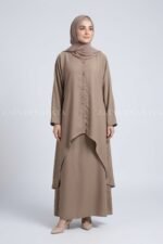 Co-Ord Set Abaya in Nida Korean Fabric with a matching scarf in Chiffon Fabric