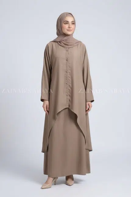 Co-Ord Set Abaya in Nida Korean Fabric with a matching scarf in Chiffon Fabric