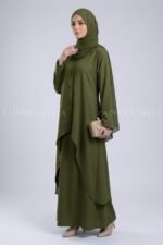 Modest Co-Ord Set Abaya in Nida Fabric OL-1159 - Image 9