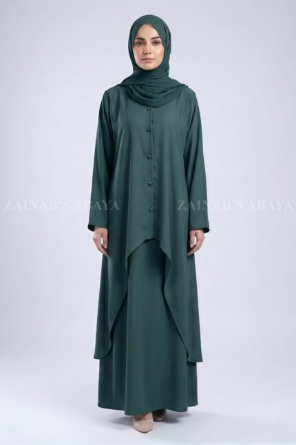 Modest Co-Ord Set Abaya in Nida Fabric OL-1159