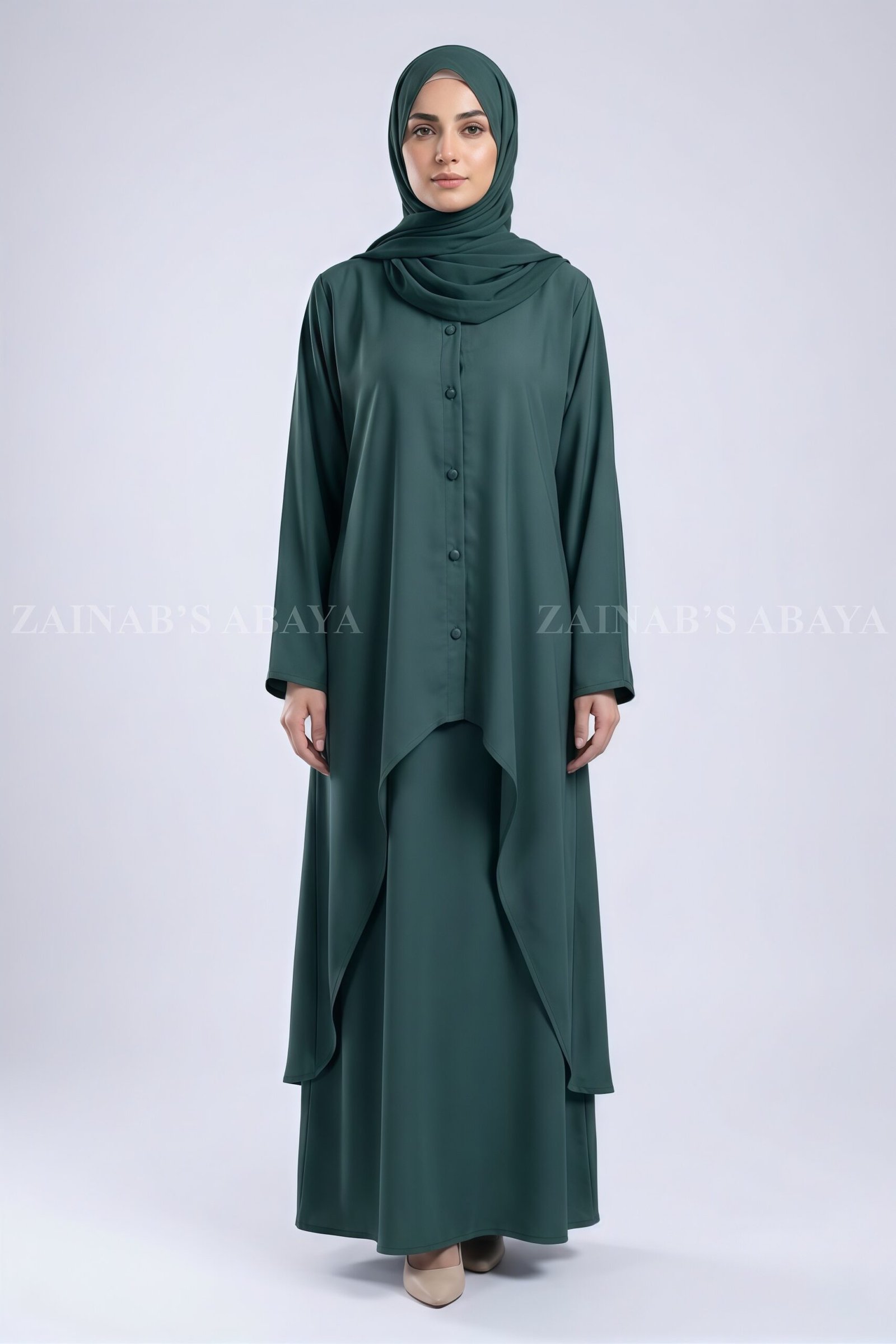 IMG_3982 Modest Co-Ord Set Abaya in Nida Fabric OL-1159 - Image 1