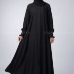 Front Open Flared Abaya in Nida Korean Fabirc with a matching chiffon scarf