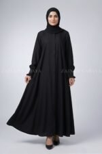 Front Open Flared Abaya in Nida Korean Fabirc with a matching chiffon scarf