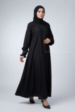 Front Open Flared Abaya in Nida Korean Fabirc with a matching chiffon scarf