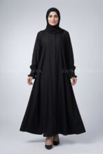 Front Open Flared Abaya in Nida Korean Fabirc with a matching chiffon scarf