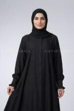 Front Open Flared Abaya in Nida Korean Fabric with a matching chiffon scarf
