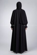 Front Open Flared Abaya in Nida Korean Fabric with a matching chiffon scarf