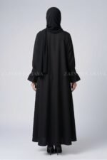Black Front Open Flared Abaya in Premium Nida Fabric OL-1179 - Image 6