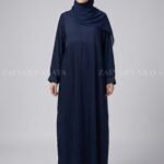 Navy Maxi Abaya in Premium Summer Plated Fabric OL-1183