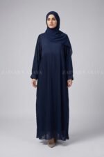 Navy Maxi Abaya in Premium Summer Plated Fabric OL-1183