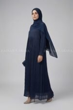 Navy Maxi Abaya in Premium Summer Plated Fabric OL-1183 - Image 5