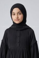 Kids Maxi Abaya in Premium Fabric with Pleated Design J 121 - Image 2