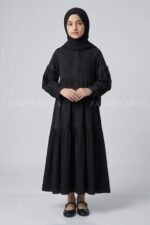 Kids Maxi Abaya in Premium Fabric with Pleated Design J 121