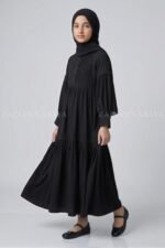 Kids Maxi Abaya in Premium Fabric with Pleated Design J 121 - Image 4