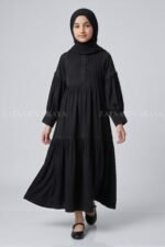 Kids Maxi Abaya in Premium Fabric with Pleated Design J 121 - Image 5