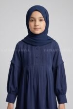 Kids Maxi Abaya in Premium Fabric with Pleated Design J 121 - Image 9