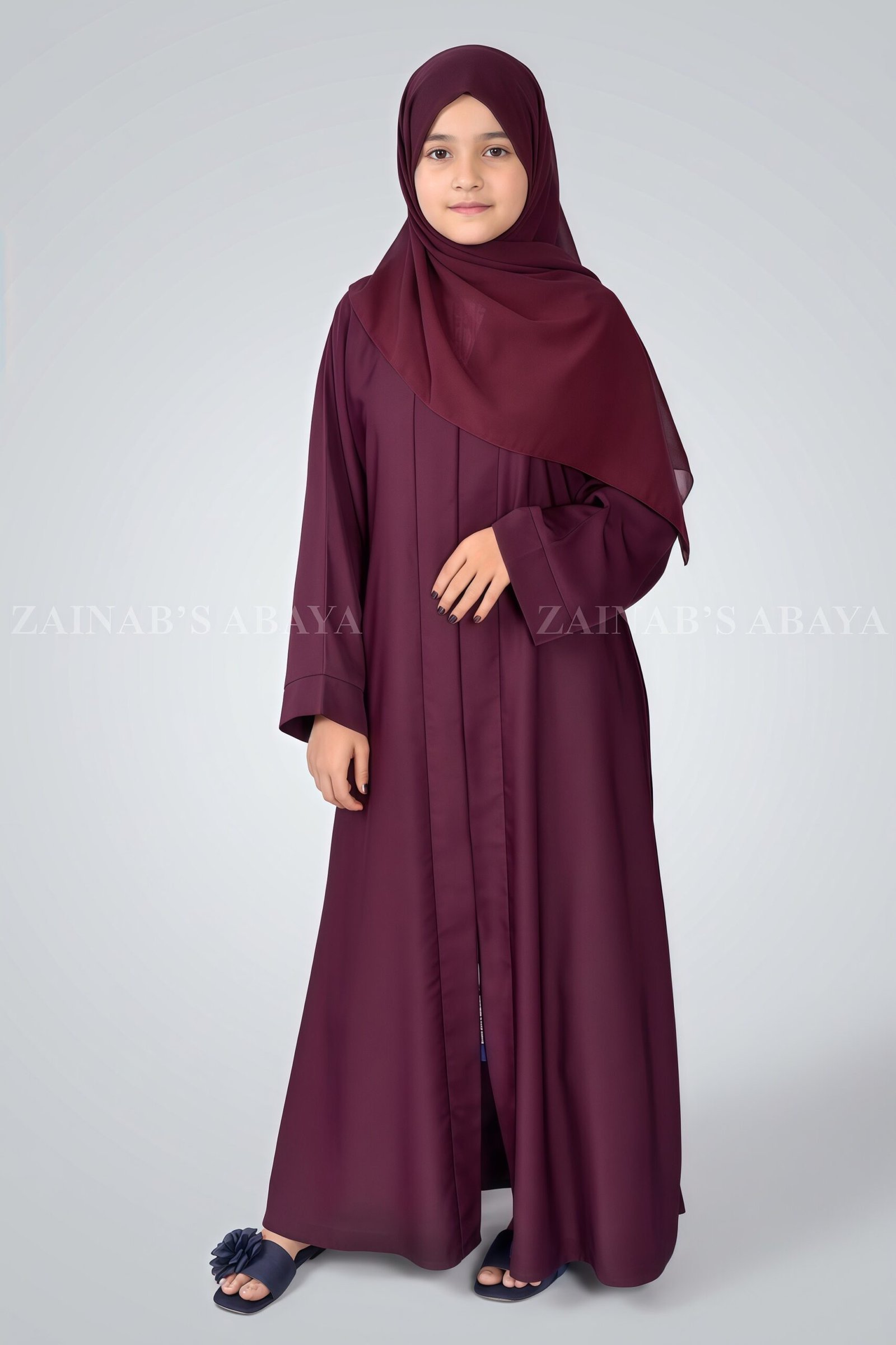 IMG_4360 Nida Simple Front Open Abaya for Kids OL-0753 - Image 1