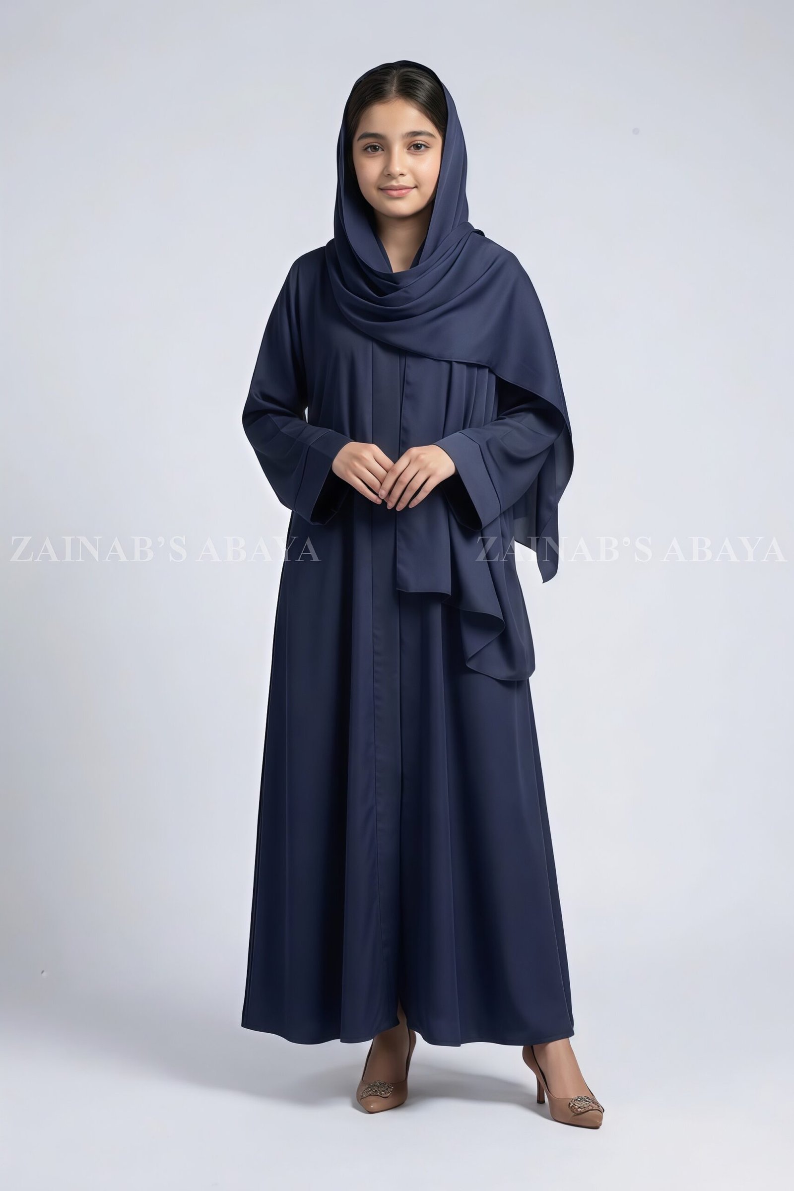 IMG_4415 Nida Colored Front Open Abaya for kids OL 753 - Image 1