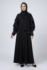 Black Front Open Abaya with Stylish Sleeves OL-1181 - Image 4