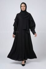 Black Front Open Abaya with Stylish Sleeves OL-1181 - Image 3