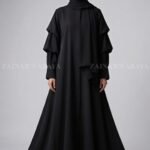 Black Front Open Abaya with Stylish Sleeves OL-1181